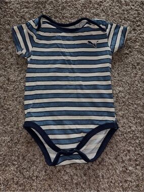 Puma Blue and White Striped Baby Bodysuit